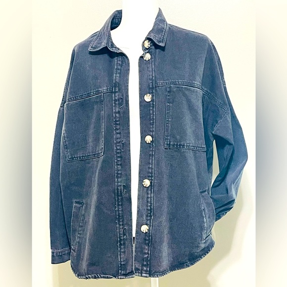 Stoosh Other - Vintage Stoosh Denim Trucker Jacket Med Black Acid Wash 90s Grunge 4 Pockets